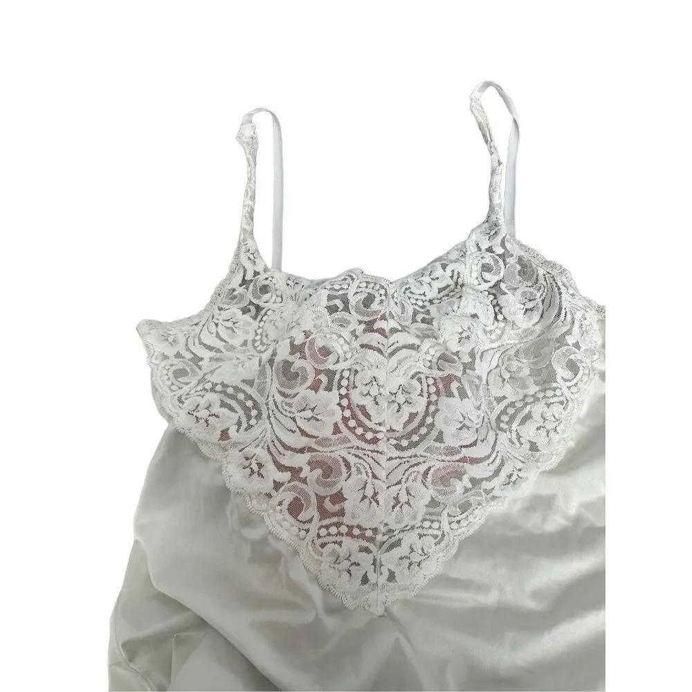 Vintage Vanity Fair White Nylon Spandex Half Slip Tank Top Size S Lace Intimates - Picture 4 of 5